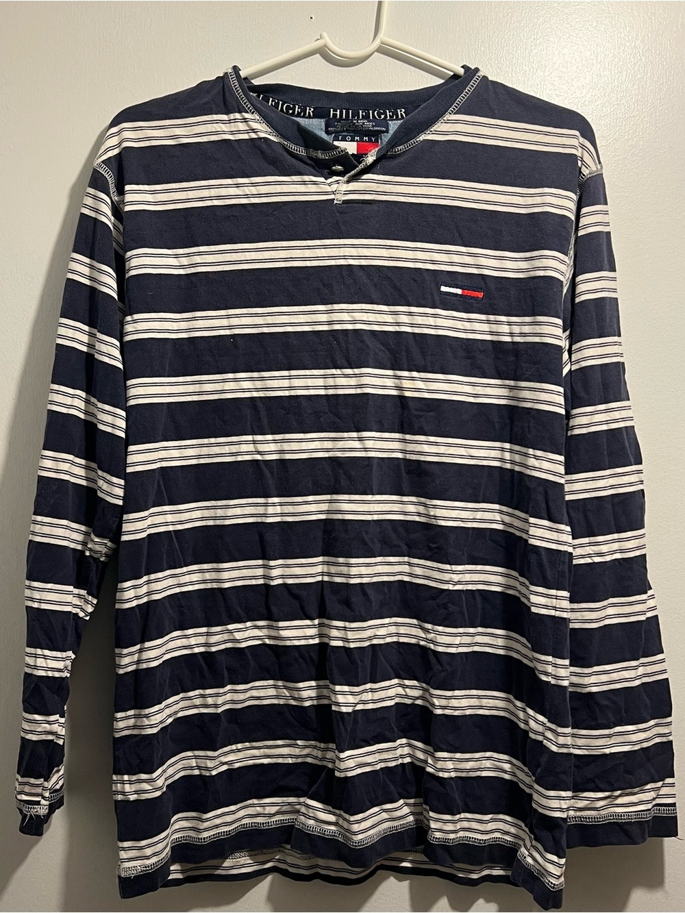 Tommy Hilfiger Men’s Navy & White Striped Long Sleeve Shirt Tommy jeans vintage